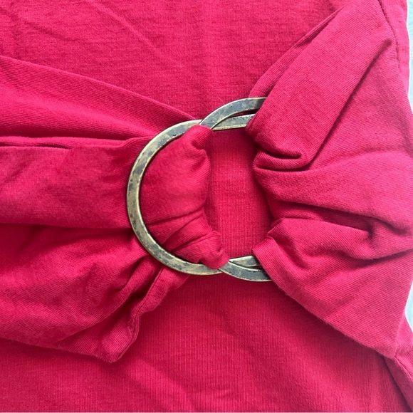 Anthropologie Maeve Shirt Dakota Buckle Wrap Top Short Sleeve Red Petite MP - Picture 10 of 11